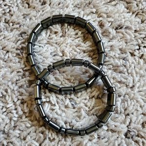 🛍Metallic blackish/silver color matching bracelets (2)